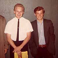 Two 2006 IBMA Distinguised Achievement Award Winners – Ronnie Reno and Fred Bartenstein, near Nyack, NY, 1968. (Photo: Cliff Bailey)