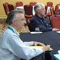 Fred Bartenstein facilitates International Bluegrass Summit, Nashville,
TN. October, 2008 (Photo: Lilly Pavlak)